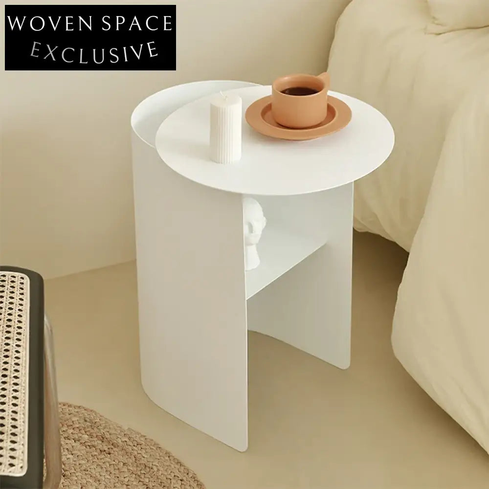 Stylish Modern Gold Metal Round Side Table with Storage Shelf