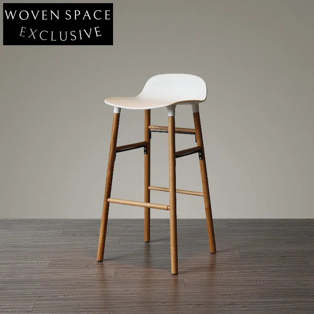 Stylish Modern Plastic Bar Stool with Natural Wooden Legs for Kitchen Dining