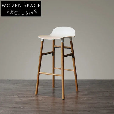 Stylish Modern Plastic Bar Stool with Natural Wooden Legs for Kitchen Dining