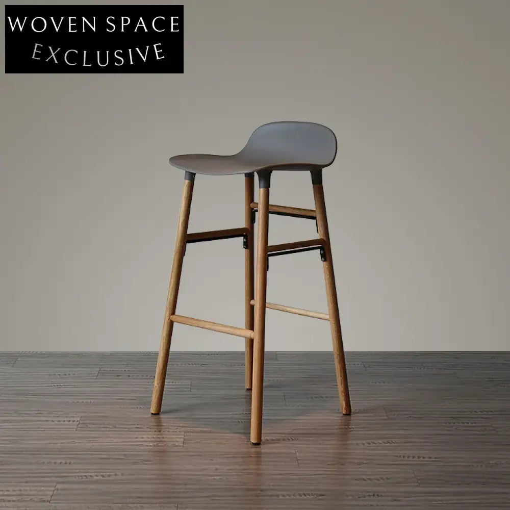 Stylish Modern Plastic Bar Stool with Natural Wooden Legs for Kitchen Dining