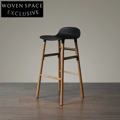 Stylish Modern Plastic Bar Stool with Natural Wooden Legs for Kitchen Dining