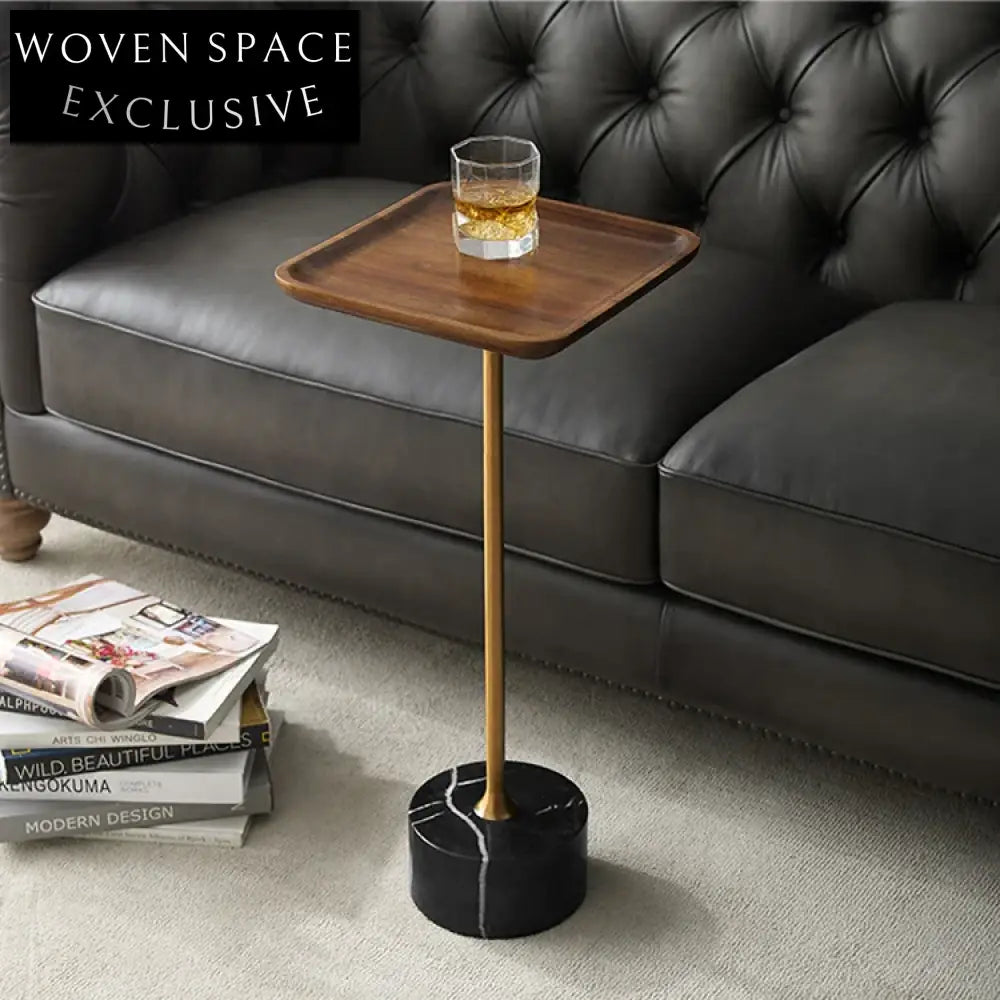 Stylish Modern Round Marble Wooden Top Coffee Side End Table
