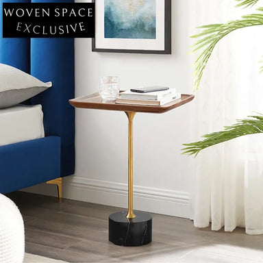Stylish Modern Round Marble Wooden Top Coffee Side End Table