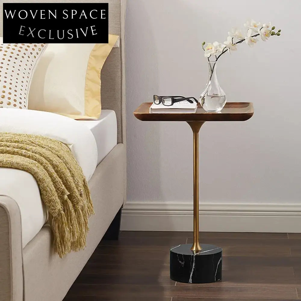 Stylish Modern Round Marble Wooden Top Coffee Side End Table