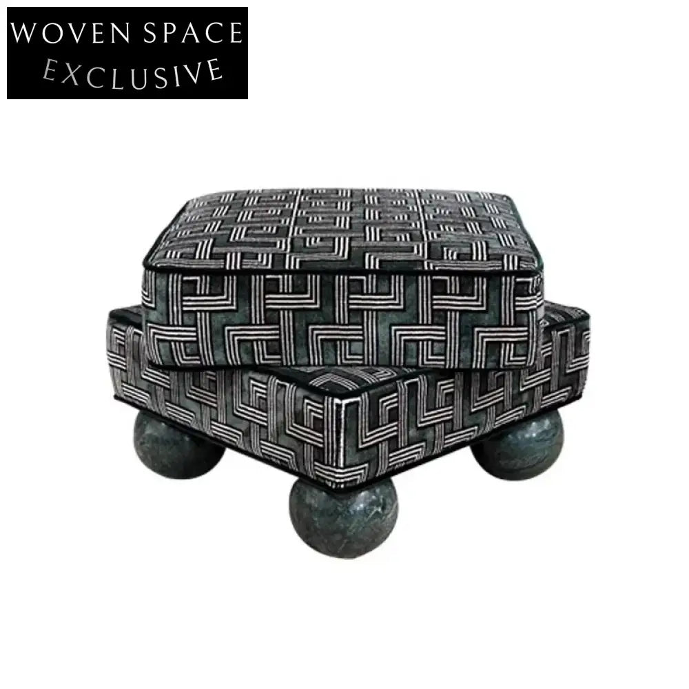 Stylish Modern Square Upholstered Footrest Ottoman with Solid Wood Frame