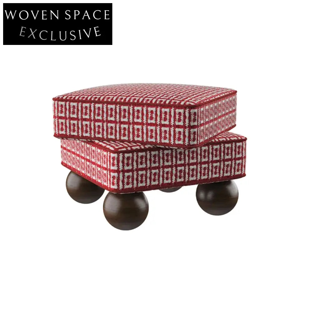 Stylish Modern Square Upholstered Footrest Ottoman with Solid Wood Frame