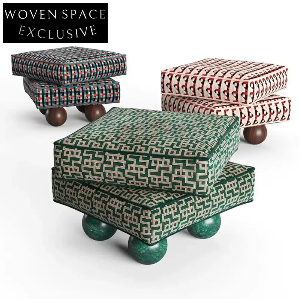 Stylish Modern Square Upholstered Footrest Ottoman with Solid Wood Frame