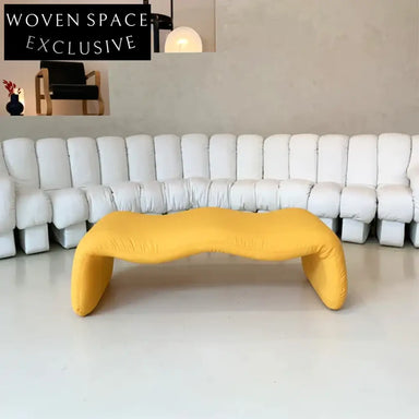 Stylish Modern Upholstered Fiberglass Lounge Accent Seating Bench