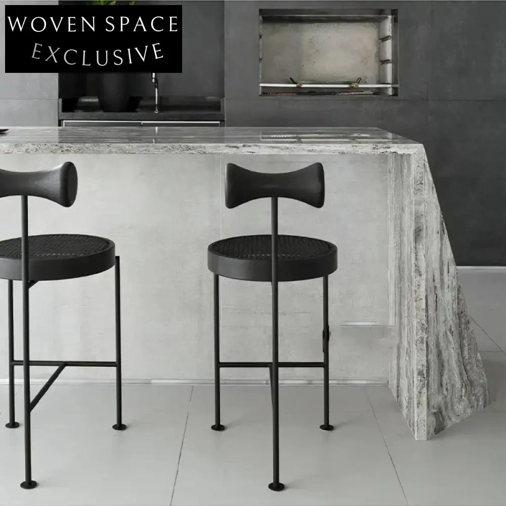 Stylish Modern Wood and Metal High Kitchen Bar Stool