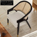 Stylish Modern Wooden Dining Chair, Rattan Backrest, Cushioned Seat Armchair