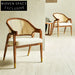 Stylish Modern Wooden Dining Chair, Rattan Backrest, Cushioned Seat Armchair
