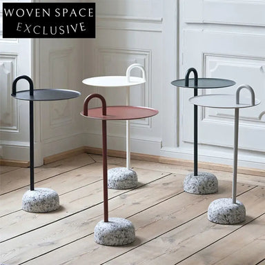 Stylish Nordic Marble Top Round Side Table Modern Metal Base End Table