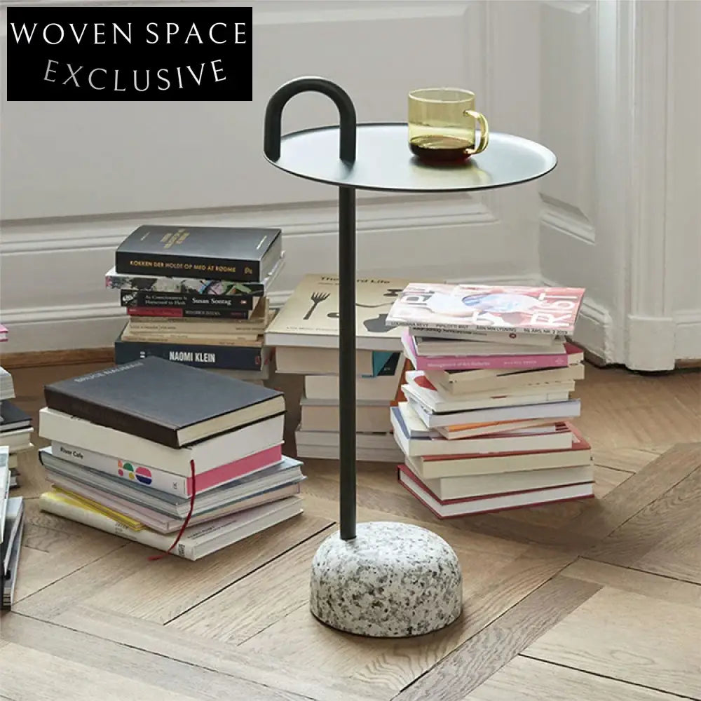 Stylish Nordic Marble Top Round Side Table Modern Metal Base End Table