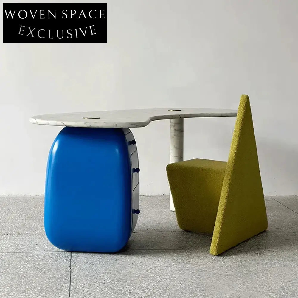 Stylish Nordic Modern Marble Wood Stainless Steel Home Office Desk Table