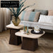 Stylish Nordic Modern Rectangle Marble Travertine Coffee Table with Elm Wood Base