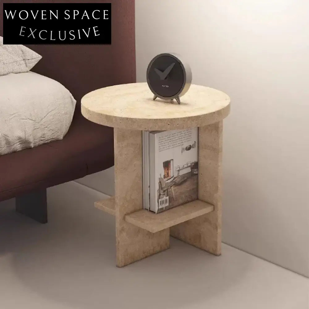 Stylish Nordic Travertine Stone Coffee Table Modern Living Room Accent Furniture