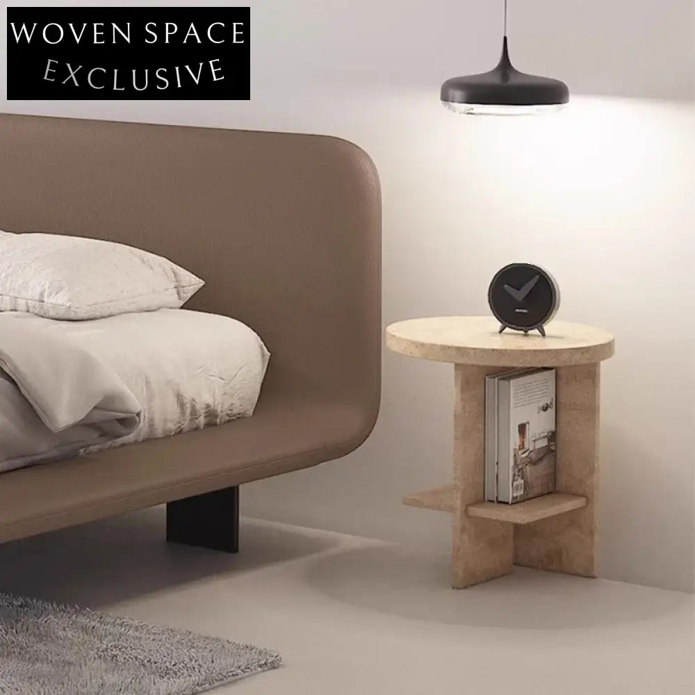 Stylish Nordic Travertine Stone Coffee Table Modern Living Room Accent Furniture