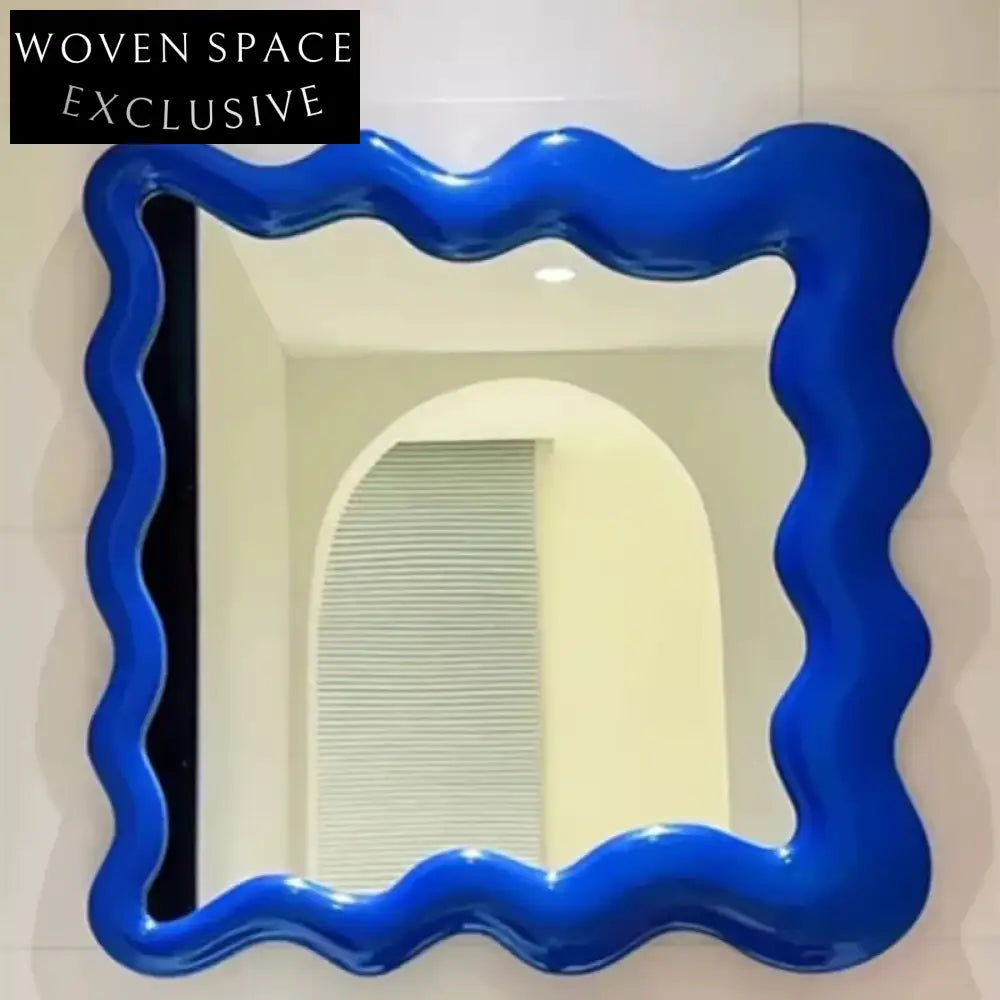 Stylish Nordic Wavy Wood Frame Decorative Wall Mirror