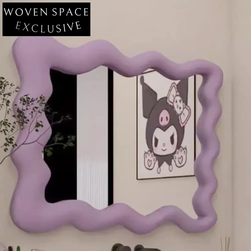 Stylish Nordic Wavy Wood Frame Decorative Wall Mirror