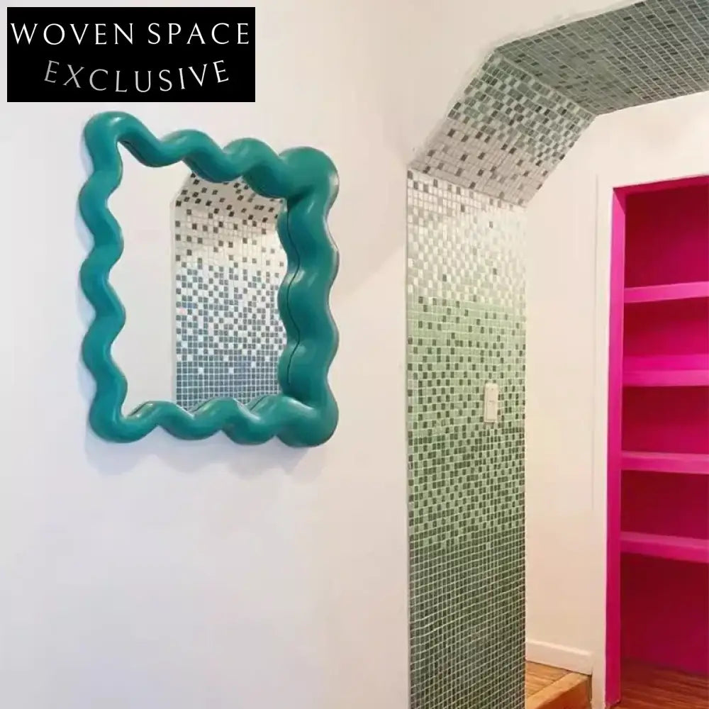 Stylish Nordic Wavy Wood Frame Decorative Wall Mirror