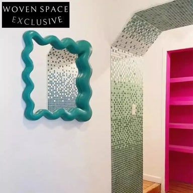 Stylish Nordic Wavy Wood Frame Decorative Wall Mirror