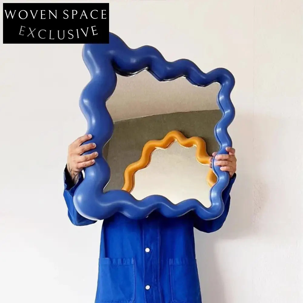 Stylish Nordic Wavy Wood Frame Decorative Wall Mirror