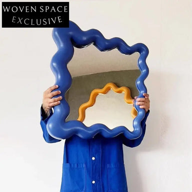 Stylish Nordic Wavy Wood Frame Decorative Wall Mirror