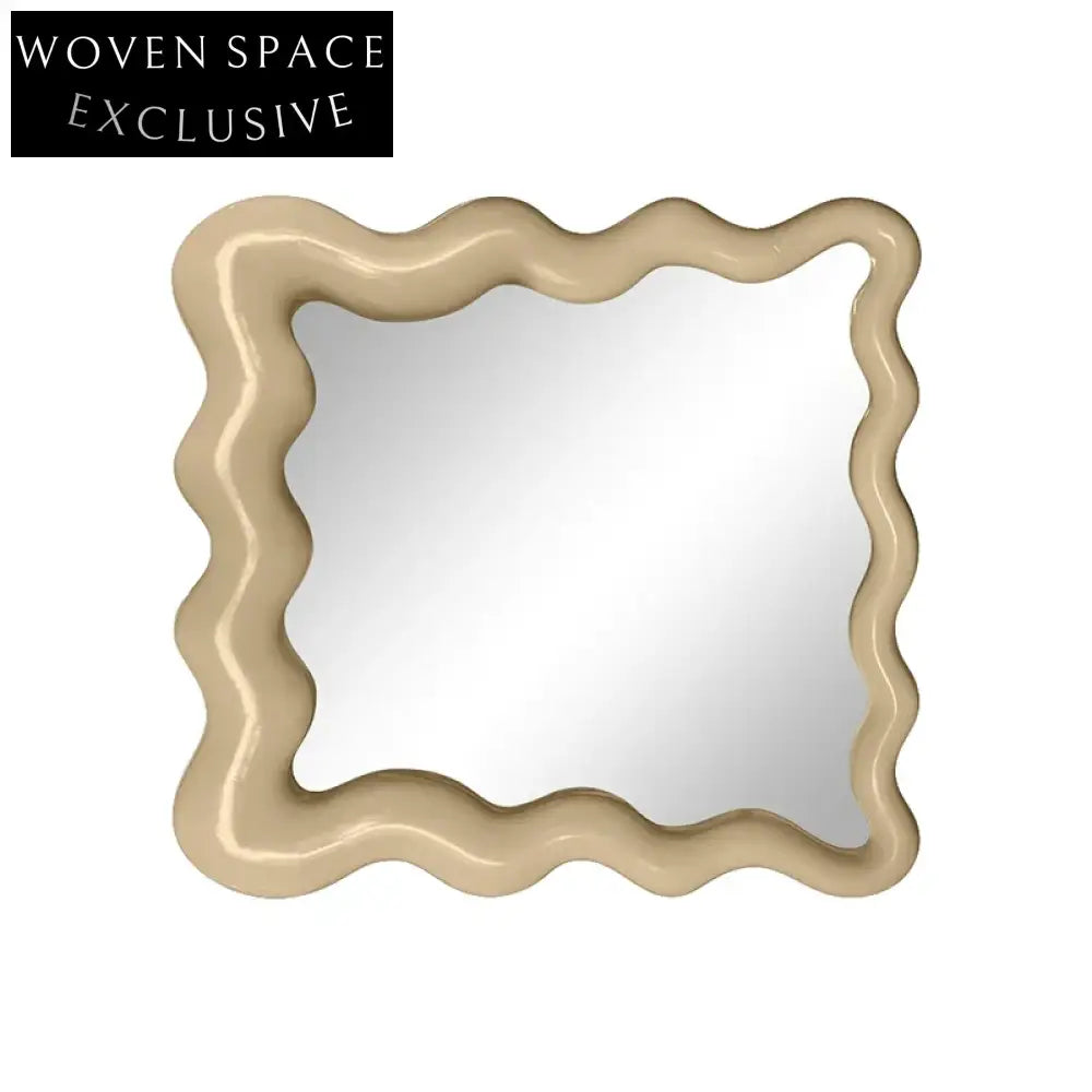 Stylish Nordic Wavy Wood Frame Decorative Wall Mirror
