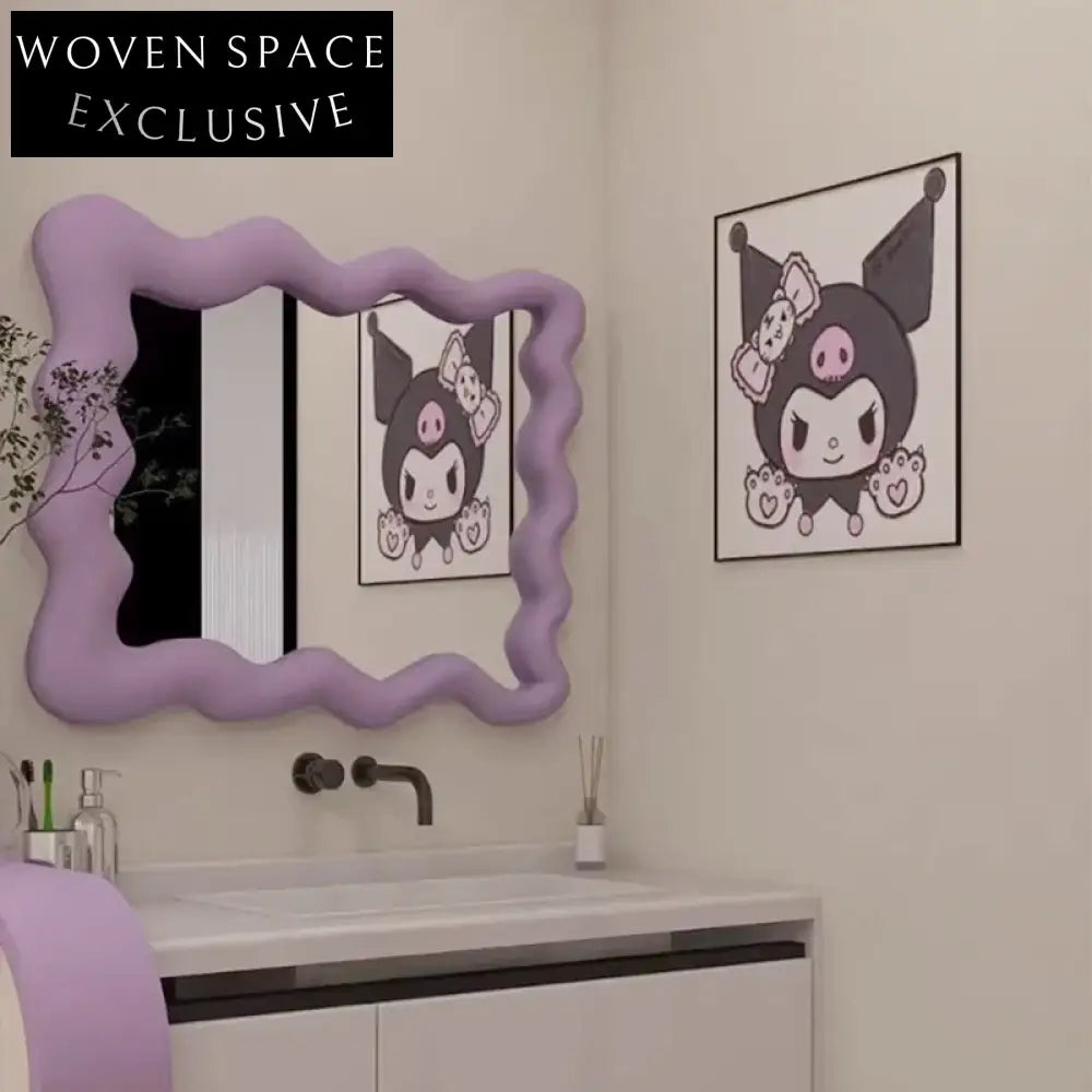 Stylish Nordic Wavy Wood Frame Decorative Wall Mirror