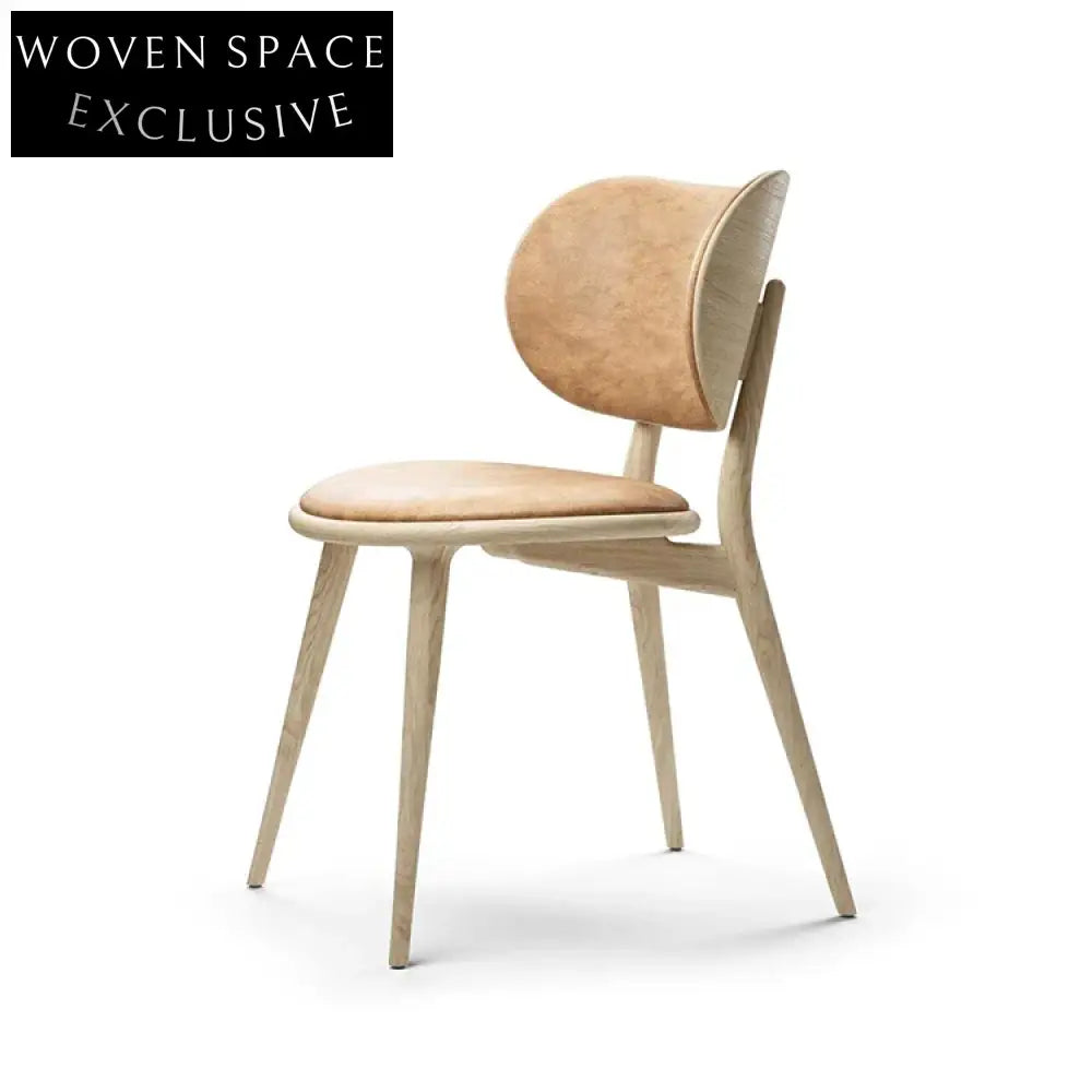 Stylish Nordic Wooden Dining and Bar Chair with Leather Padded Backrest