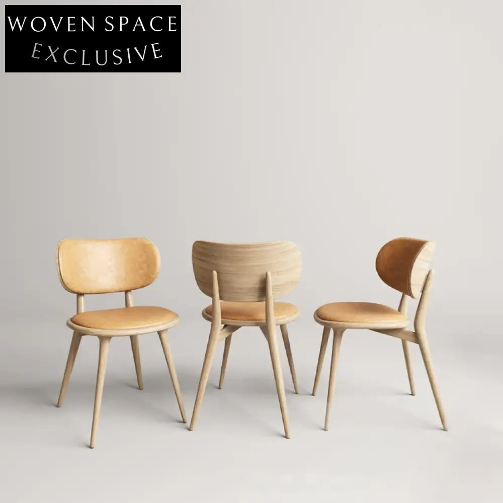 Stylish Nordic Wooden Dining and Bar Chair with Leather Padded Backrest