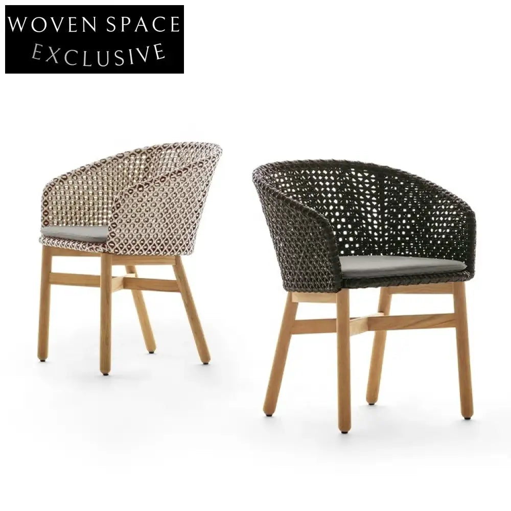 Stylish Outdoor Rattan Dining Chair & Teak Wood Patio Dining Table