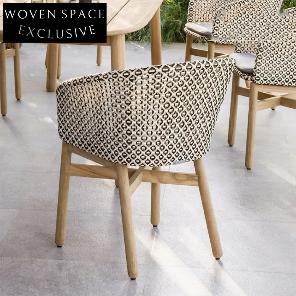 Stylish Outdoor Rattan Dining Chair & Teak Wood Patio Dining Table