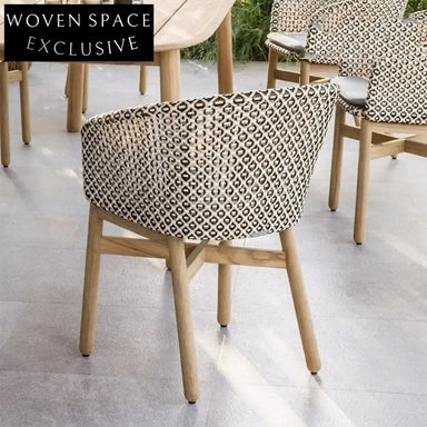 Stylish Outdoor Rattan Dining Chair & Teak Wood Patio Dining Table