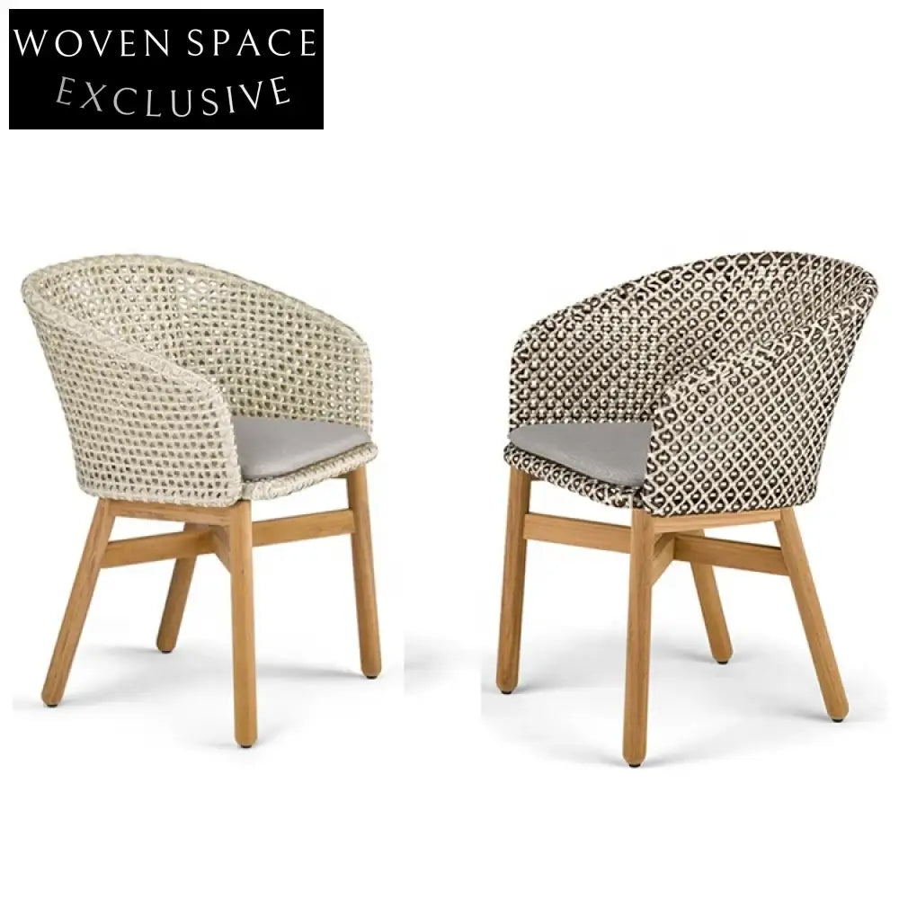 Stylish Outdoor Rattan Dining Chair & Teak Wood Patio Dining Table