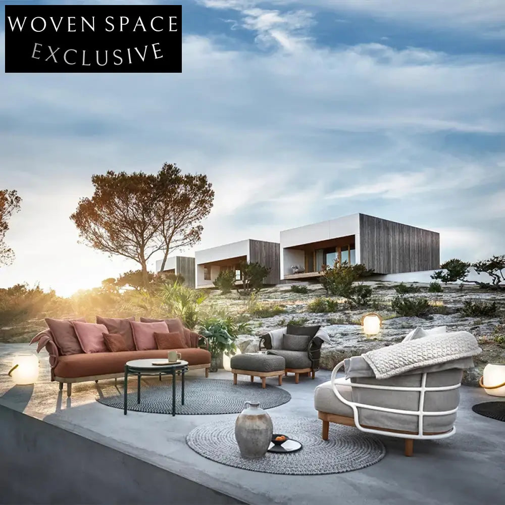 Stylish Outdoor Teak Wood Aluminum 3-Seat Patio Garden Sofa Set