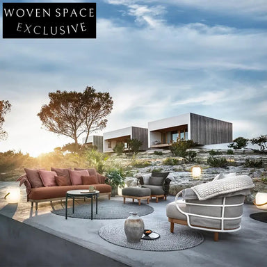 Stylish Outdoor Teak Wood Aluminum 3-Seat Patio Garden Sofa Set