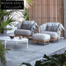 Stylish Outdoor Teak Wood Aluminum 3-Seat Patio Garden Sofa Set