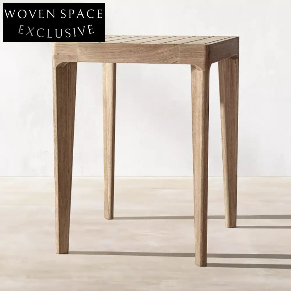 Stylish Outdoor Teak Wood Bar Chair, UV Fabric Cushion, Rattan Backrest