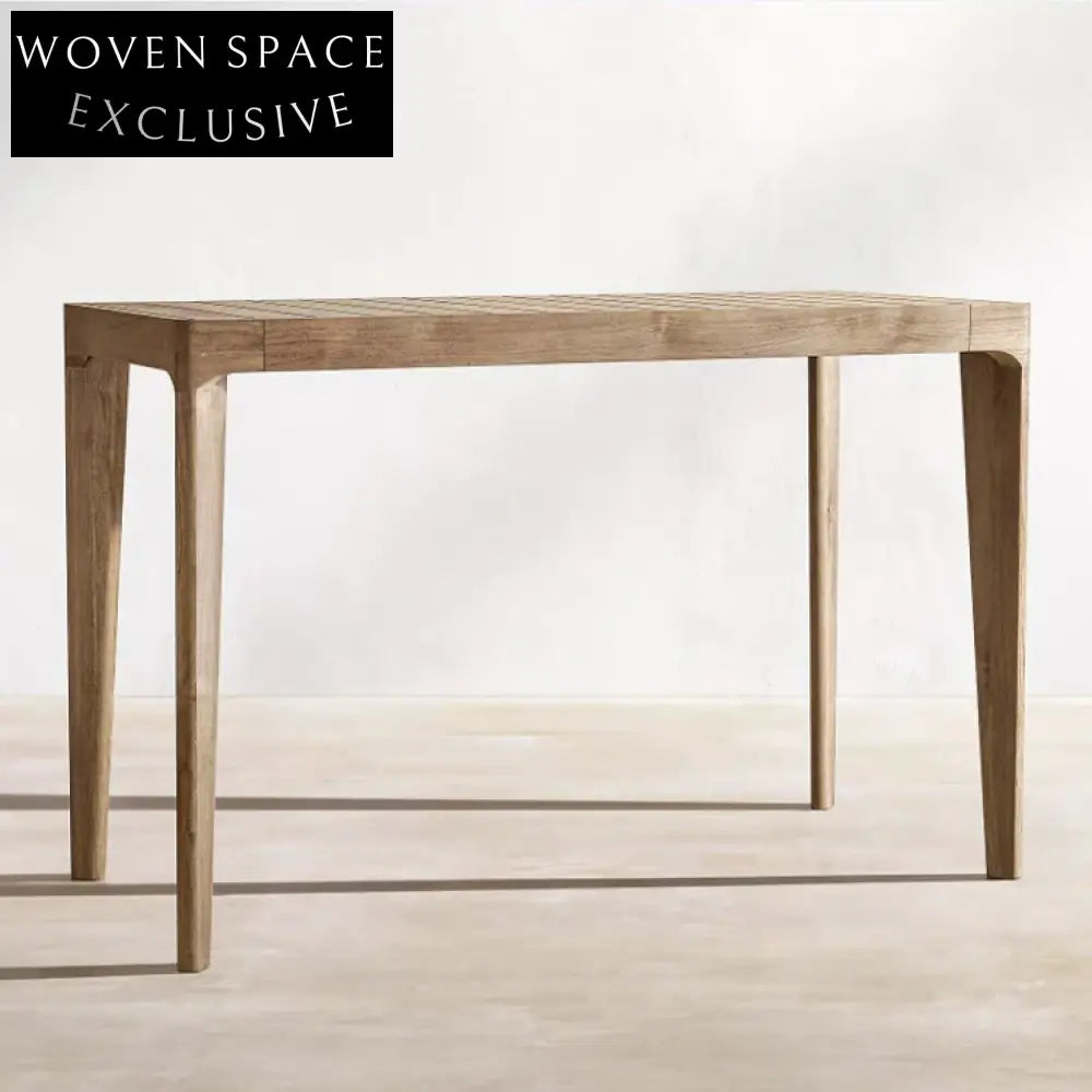 Stylish Outdoor Teak Wood Bar Chair, UV Fabric Cushion, Rattan Backrest