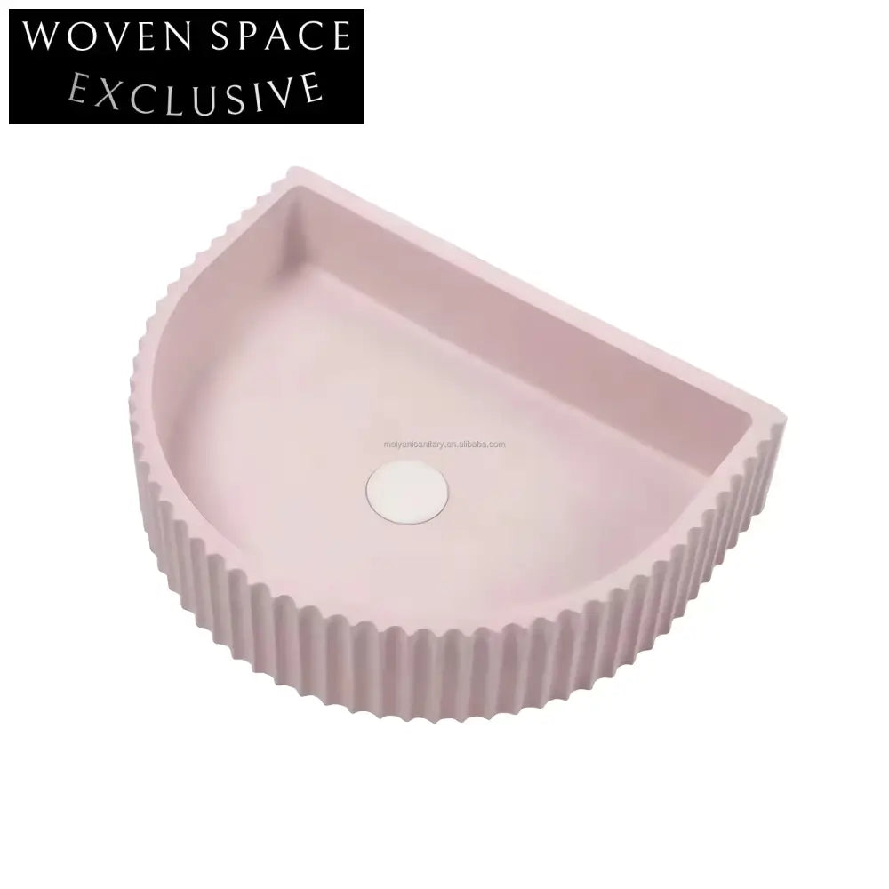 Stylish Pink Wall Hung Concrete Bathroom Sink Basin with Unique Shape