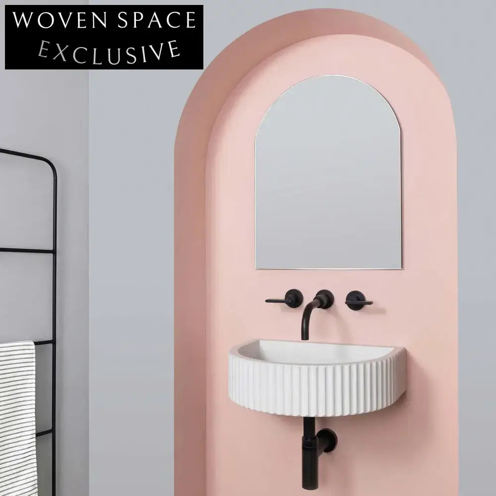 Stylish Pink Wall Hung Concrete Bathroom Sink Basin with Unique Shape