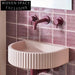 Stylish Pink Wall Hung Concrete Bathroom Sink Basin with Unique Shape