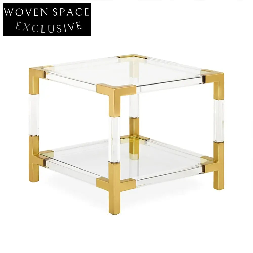 Stylish Postmodern Acrylic & Metal Corner Side Coffee Table