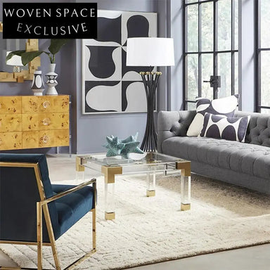 Stylish Postmodern Acrylic & Metal Corner Side Coffee Table