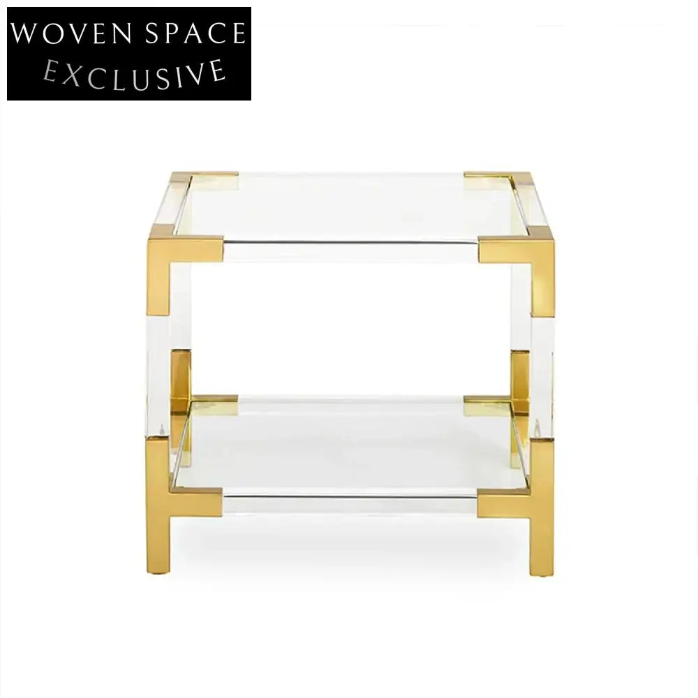 Stylish Postmodern Acrylic & Metal Corner Side Coffee Table