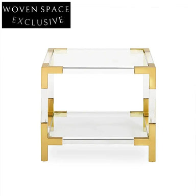 Stylish Postmodern Acrylic & Metal Corner Side Coffee Table