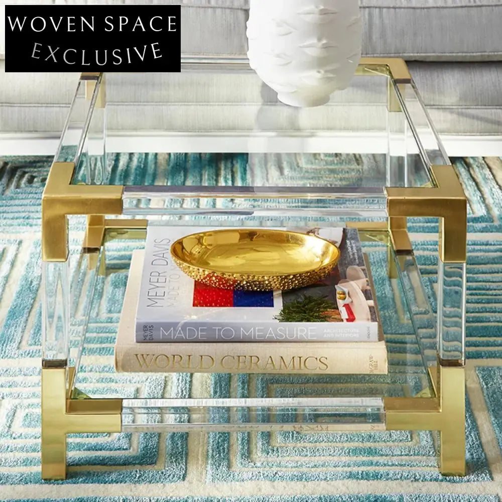 Stylish Postmodern Acrylic & Metal Corner Side Coffee Table
