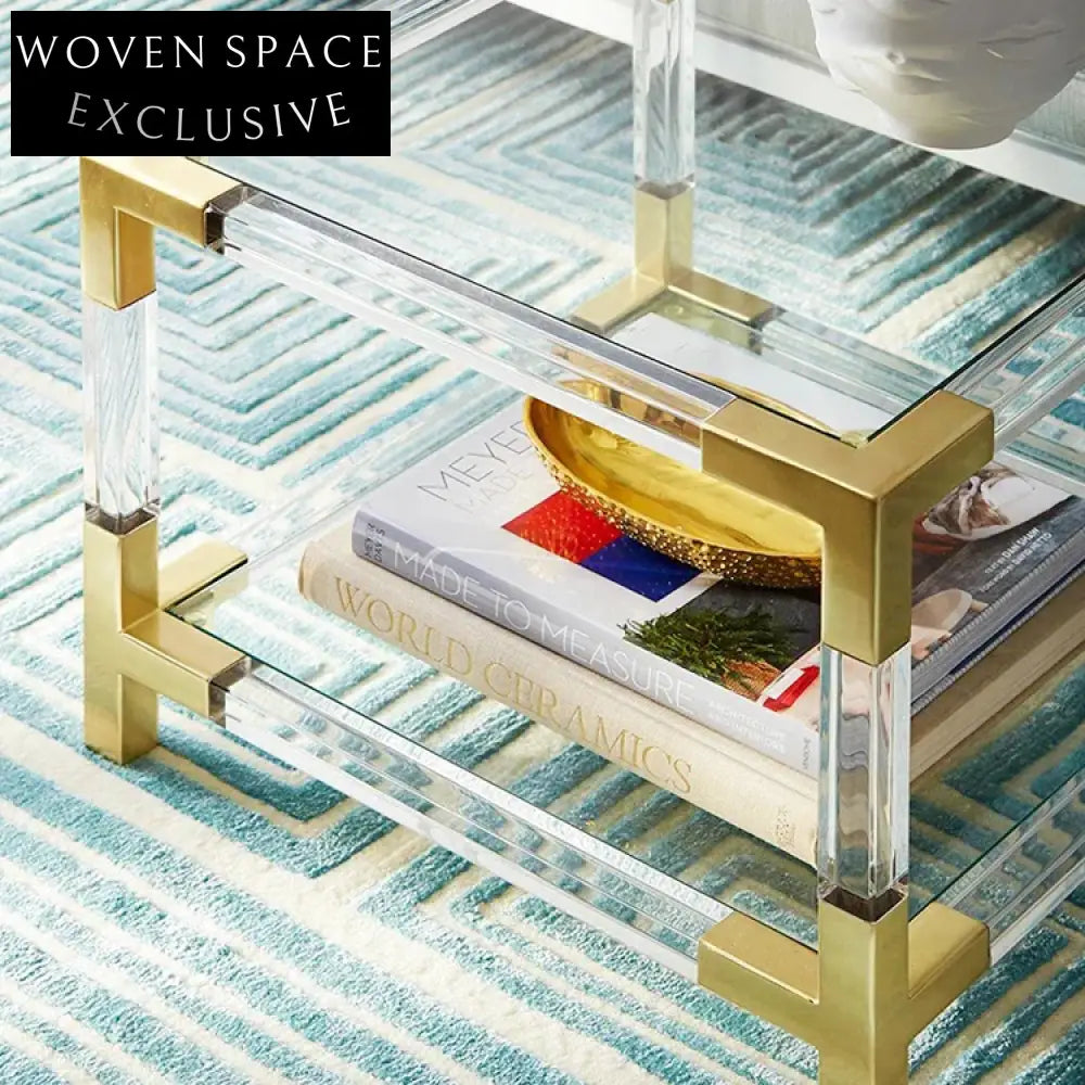 Stylish Postmodern Acrylic & Metal Corner Side Coffee Table