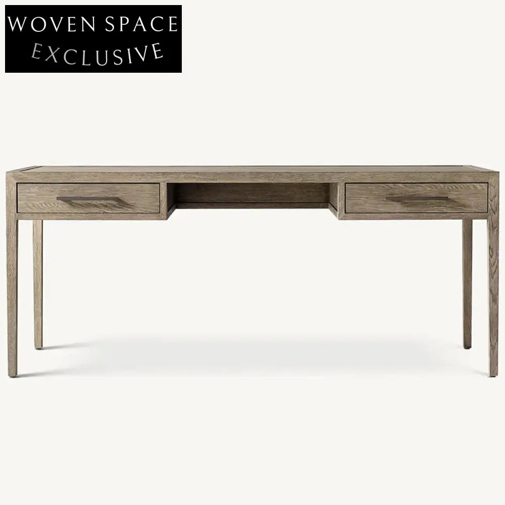 Stylish Retro Solid Oak Makeup Vanity Console with Storage Drawer, Dressing Table